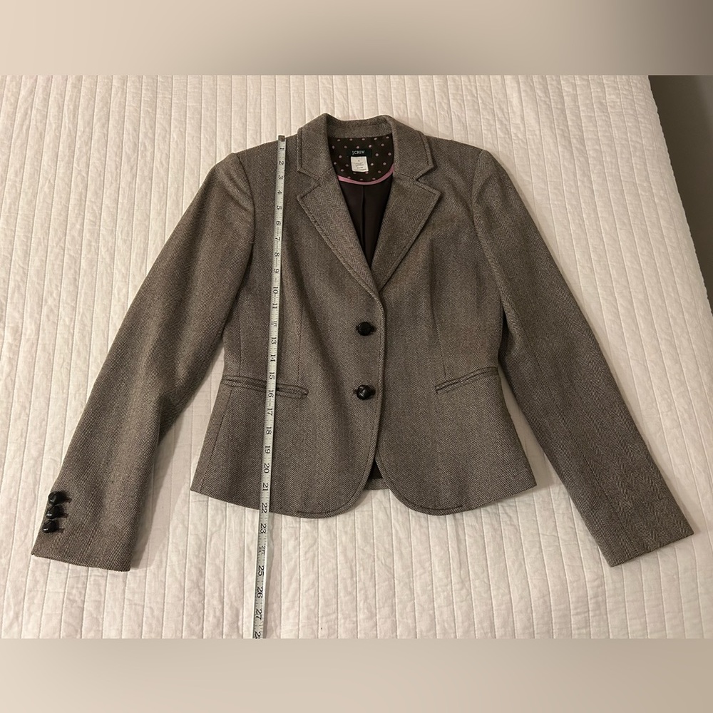 Vintage JCrew Chocolate Brown Herringbone Blazer size 6